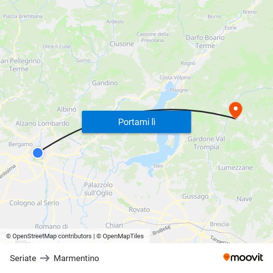 Seriate to Marmentino map