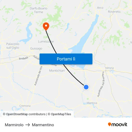 Marmirolo to Marmentino map