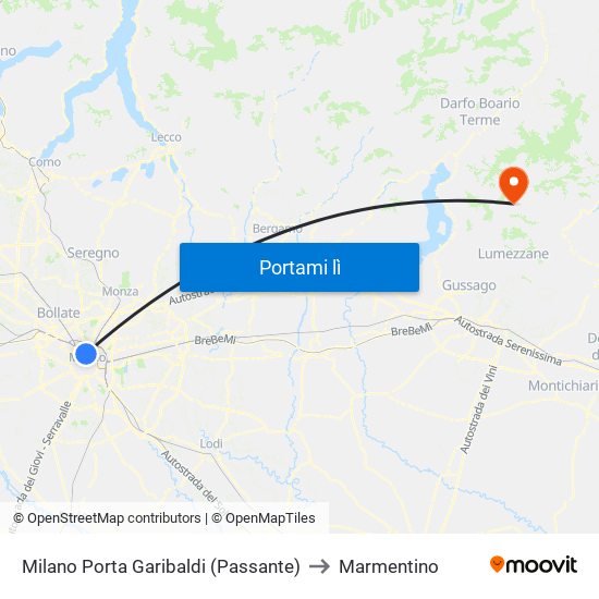 Milano Porta Garibaldi (Passante) to Marmentino map