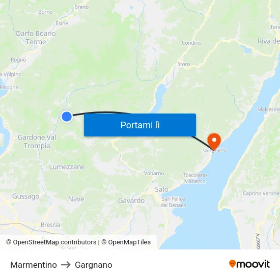 Marmentino to Gargnano map