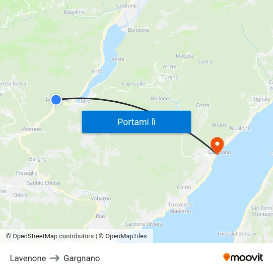 Lavenone to Gargnano map