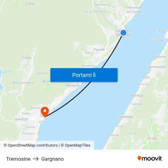 Tremosine to Gargnano map