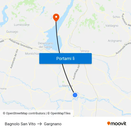 Bagnolo San Vito to Gargnano map