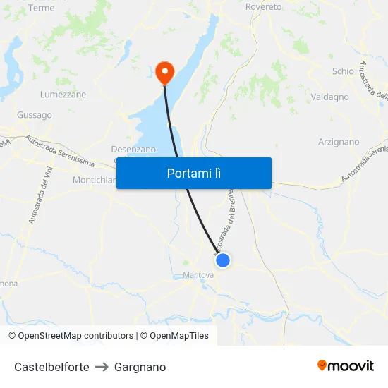 Castelbelforte to Gargnano map