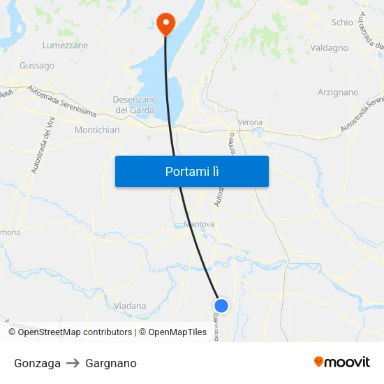 Gonzaga to Gargnano map