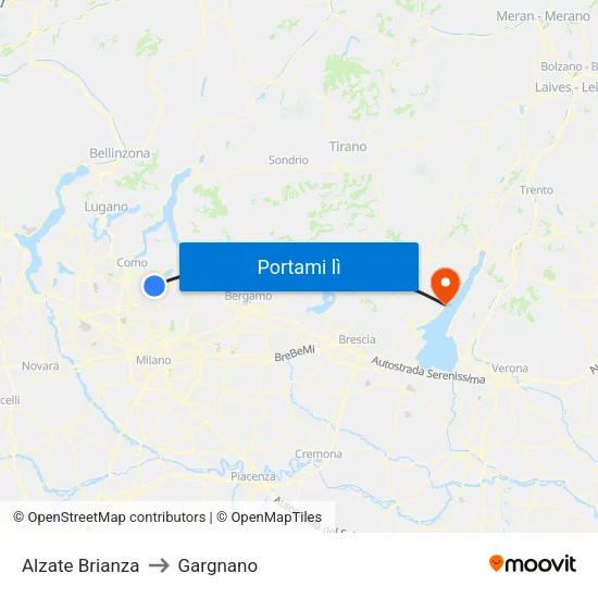 Alzate Brianza to Gargnano map