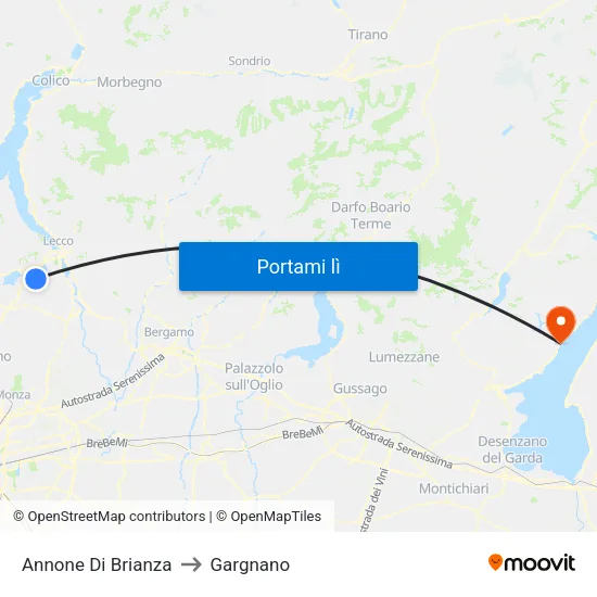 Annone Di Brianza to Gargnano map
