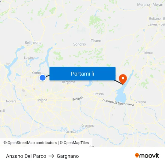 Anzano Del Parco to Gargnano map