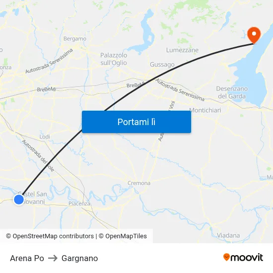 Arena Po to Gargnano map