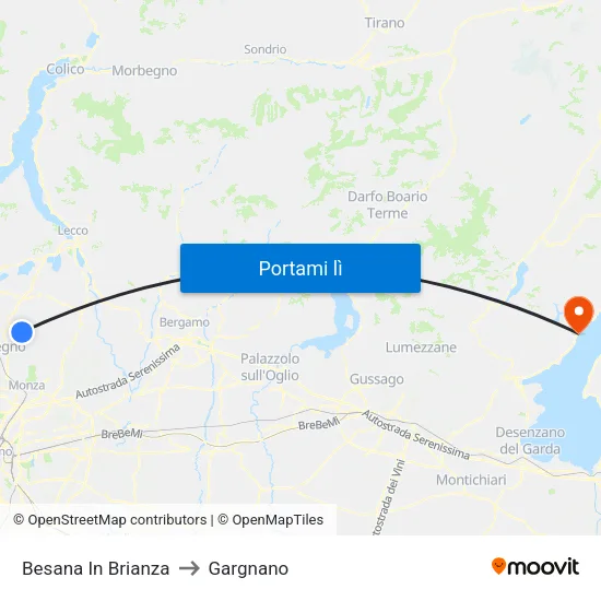 Besana In Brianza to Gargnano map