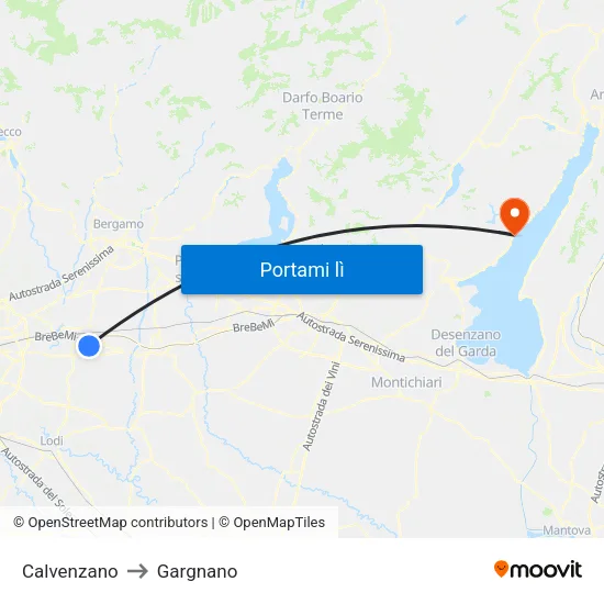 Calvenzano to Gargnano map