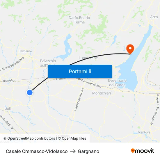 Casale Cremasco-Vidolasco to Gargnano map