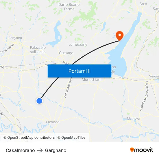 Casalmorano to Gargnano map