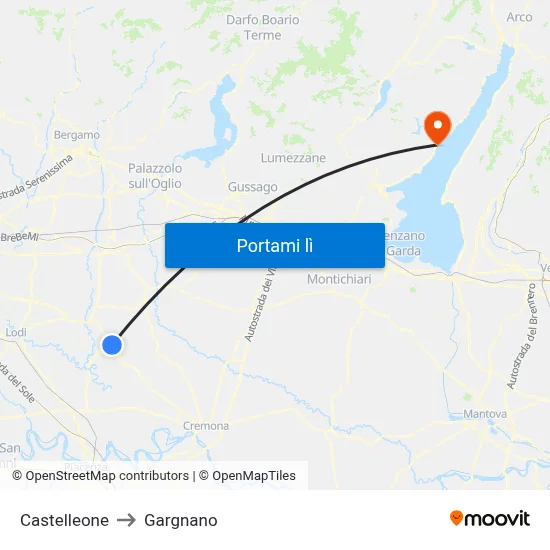 Castelleone to Gargnano map