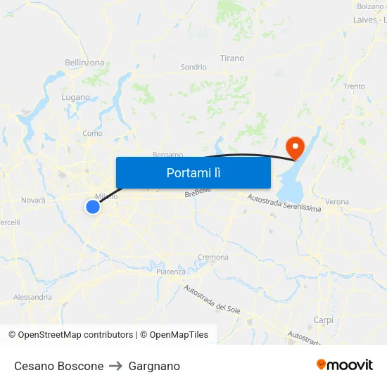 Cesano Boscone to Gargnano map