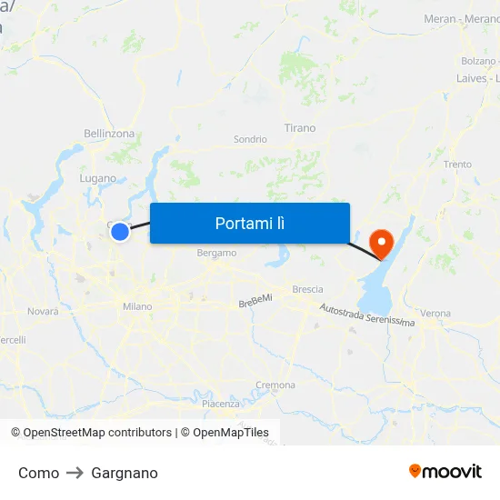 Como to Gargnano map