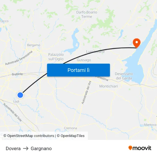 Dovera to Gargnano map