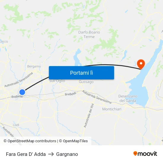 Fara Gera D' Adda to Gargnano map