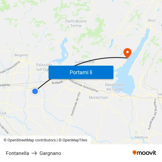 Fontanella to Gargnano map