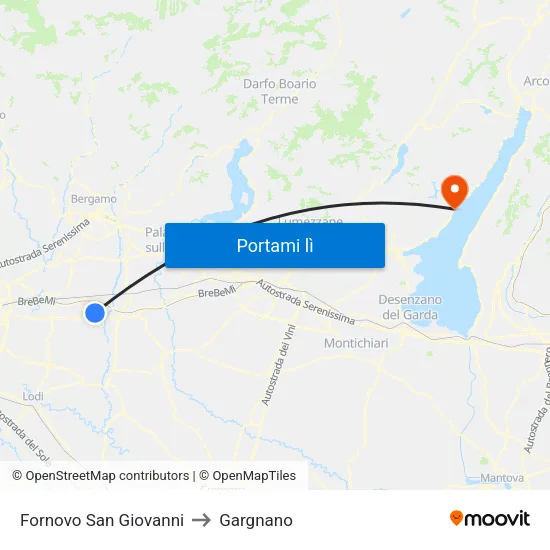 Fornovo San Giovanni to Gargnano map