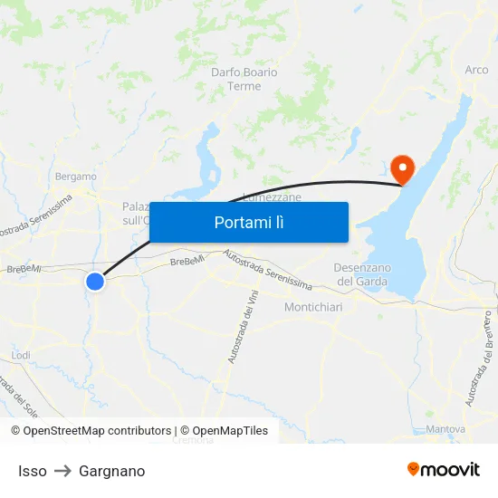 Isso to Gargnano map