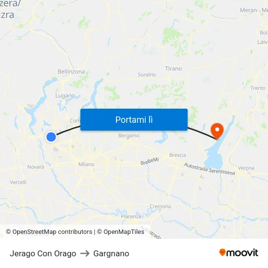 Jerago Con Orago to Gargnano map