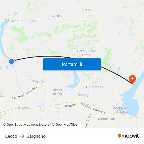 Lecco to Gargnano map