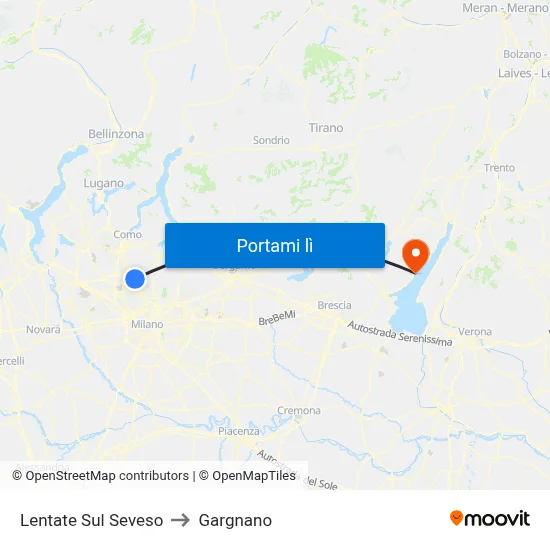 Lentate Sul Seveso to Gargnano map