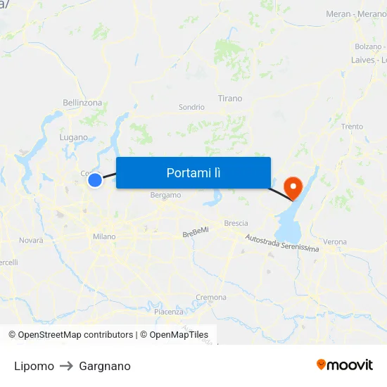 Lipomo to Gargnano map