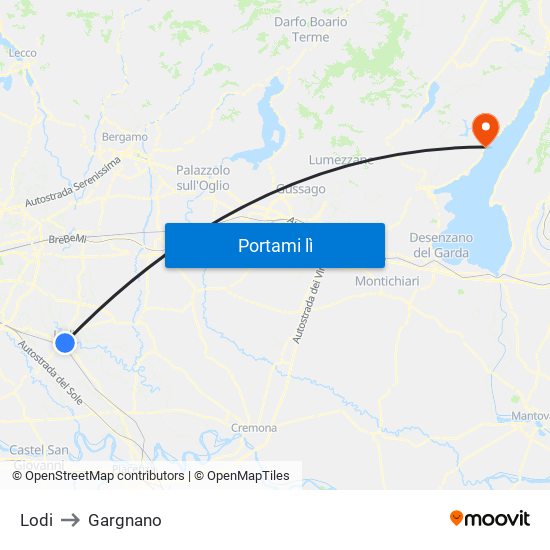 Lodi to Gargnano map