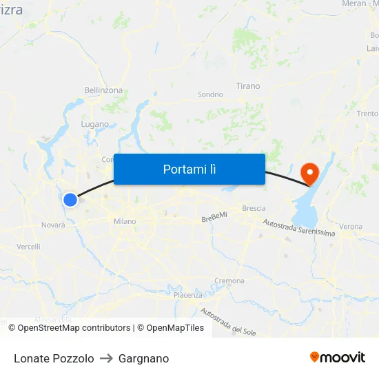 Lonate Pozzolo to Gargnano map