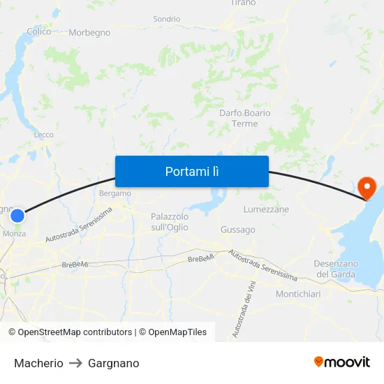 Macherio to Gargnano map