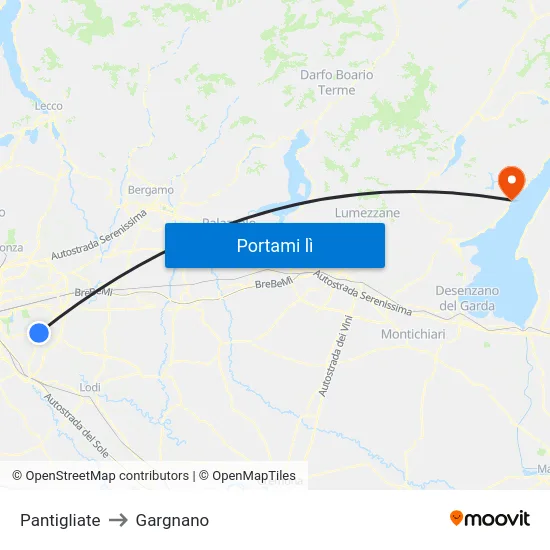Pantigliate to Gargnano map