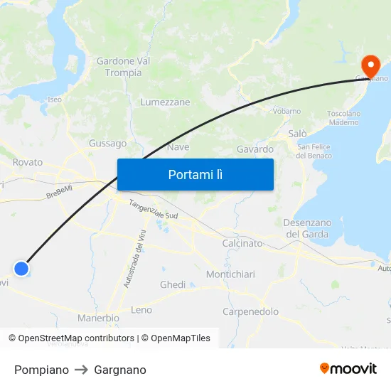 Pompiano to Gargnano map