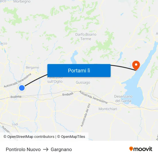 Pontirolo Nuovo to Gargnano map