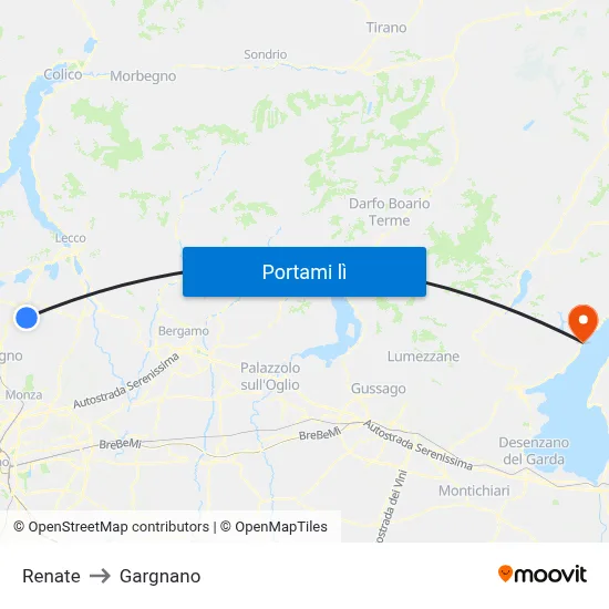 Renate to Gargnano map