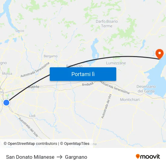 San Donato Milanese to Gargnano map