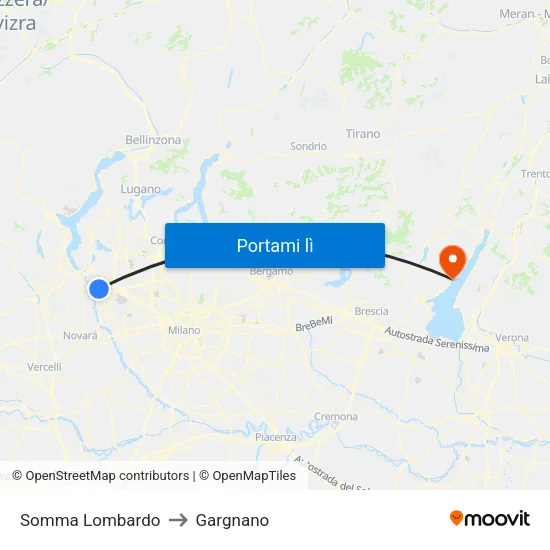 Somma Lombardo to Gargnano map