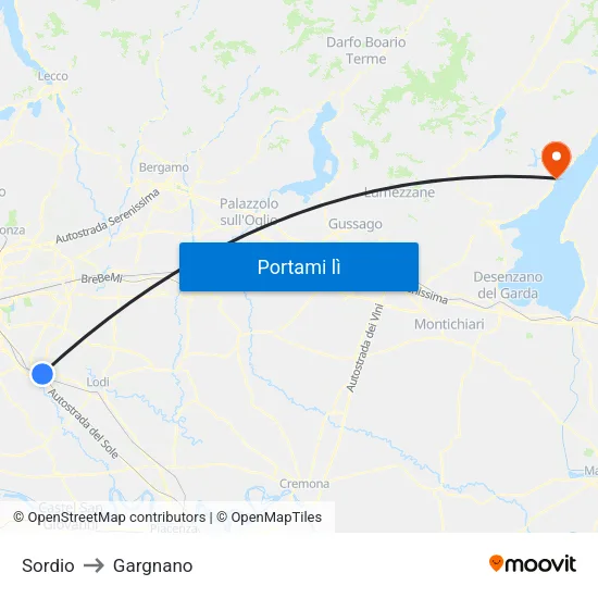 Sordio to Gargnano map