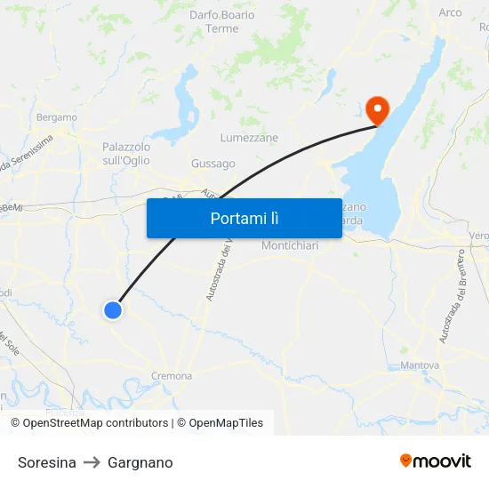 Soresina to Gargnano map