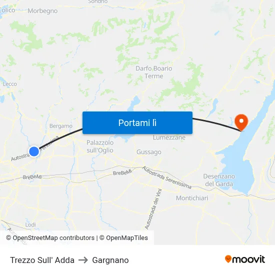 Trezzo Sull' Adda to Gargnano map