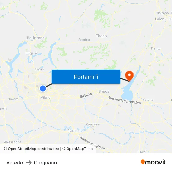 Varedo to Gargnano map