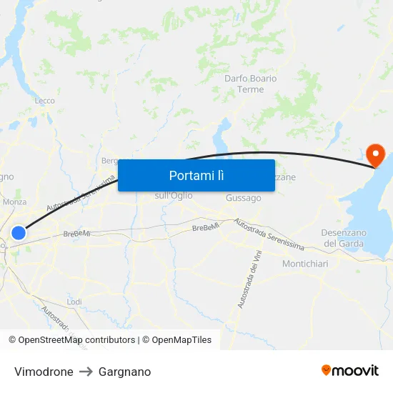 Vimodrone to Gargnano map