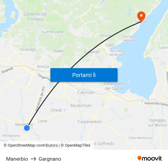 Manerbio to Gargnano map