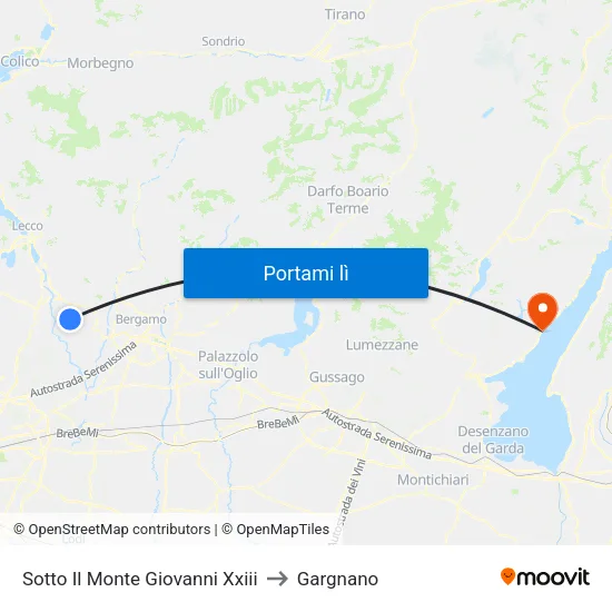 Sotto Il Monte Giovanni Xxiii to Gargnano map