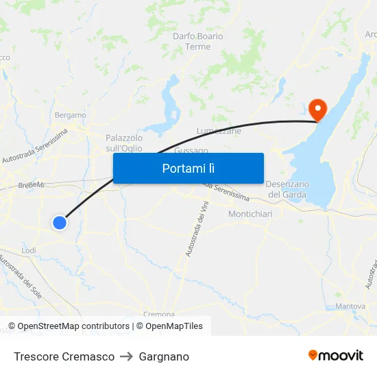 Trescore Cremasco to Gargnano map
