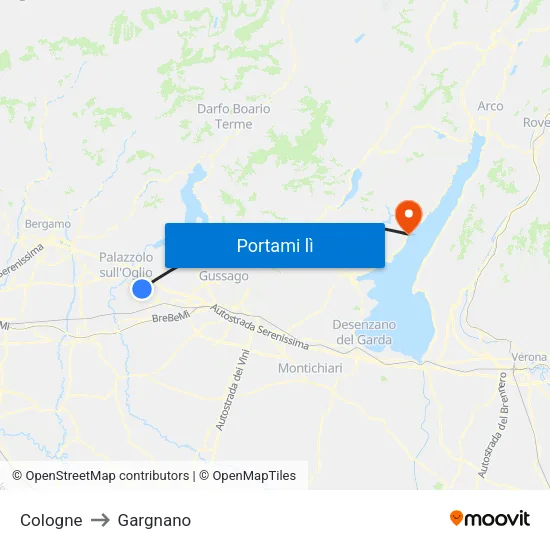 Cologne to Gargnano map