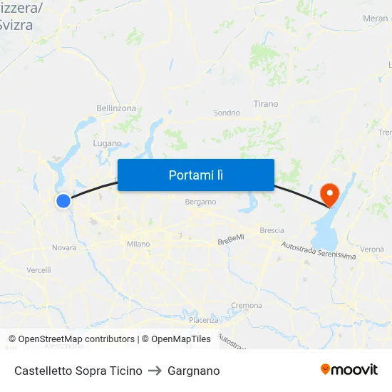 Castelletto Sopra Ticino to Gargnano map