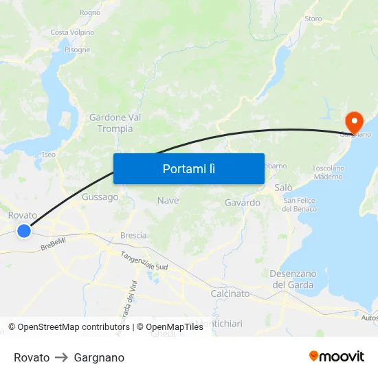 Rovato to Gargnano map