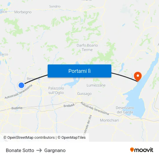 Bonate Sotto to Gargnano map